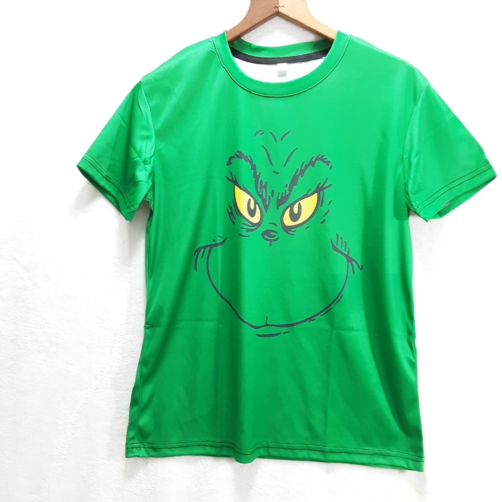 Grinch Christmas T Shirt  Kids L Satin Fabric